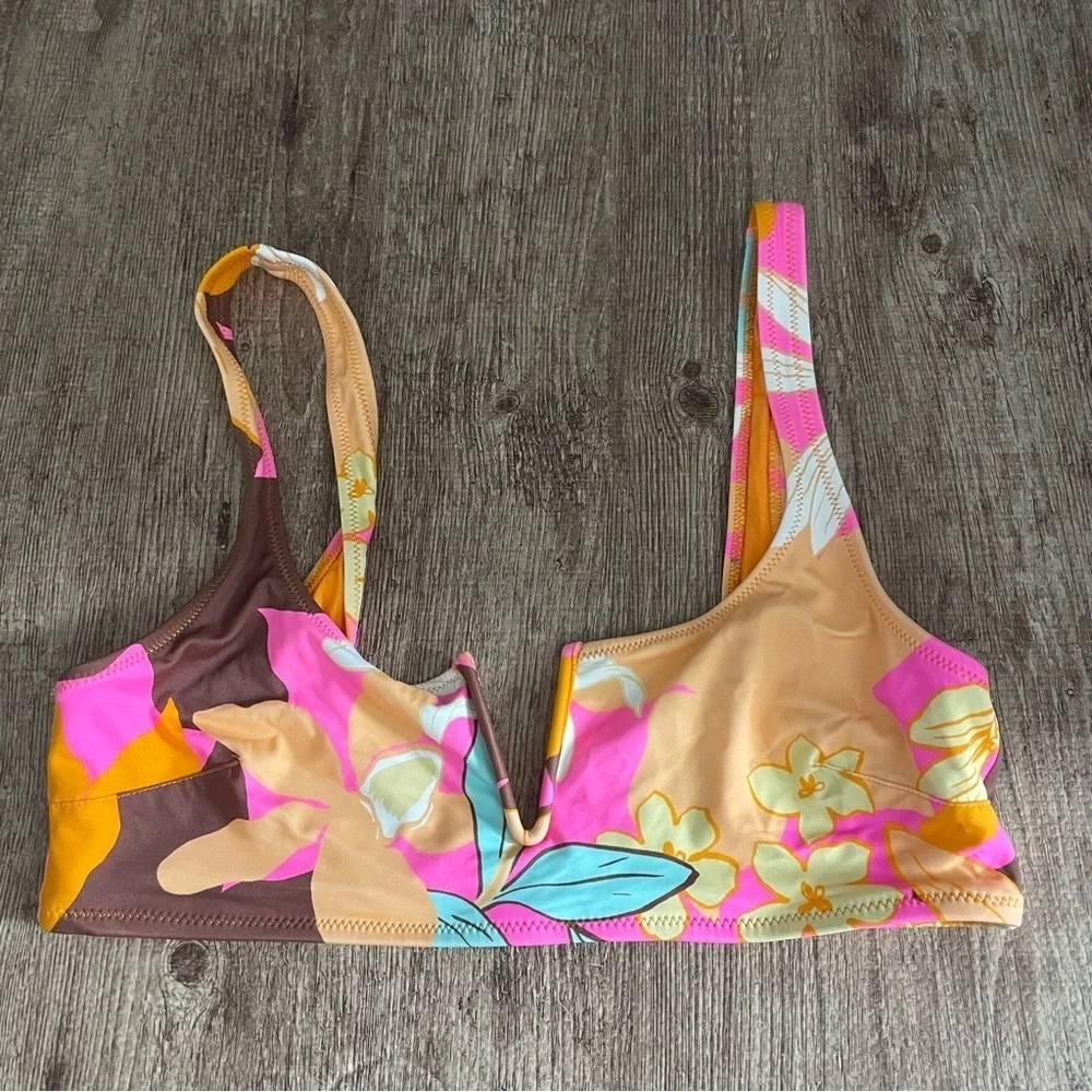 Aerie V Wire Scoop Real Good Bikini Top Pink Infusion Size Medium